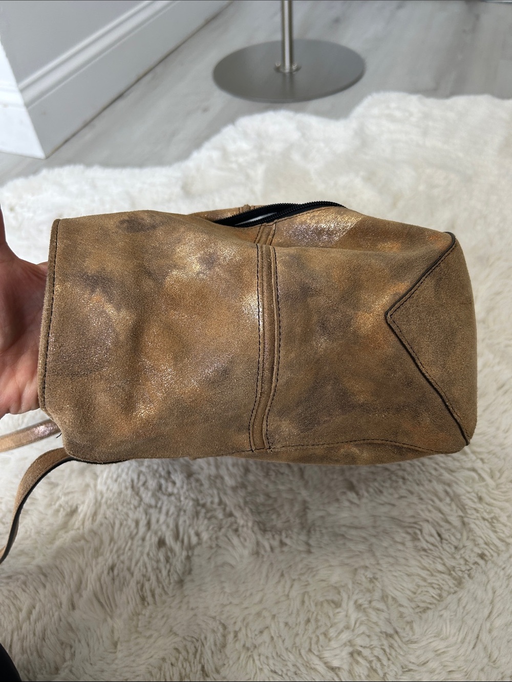 Aimee Kestenberg Gold Metallic Chelsea Leather Tote Bag - Picture 5 of 14